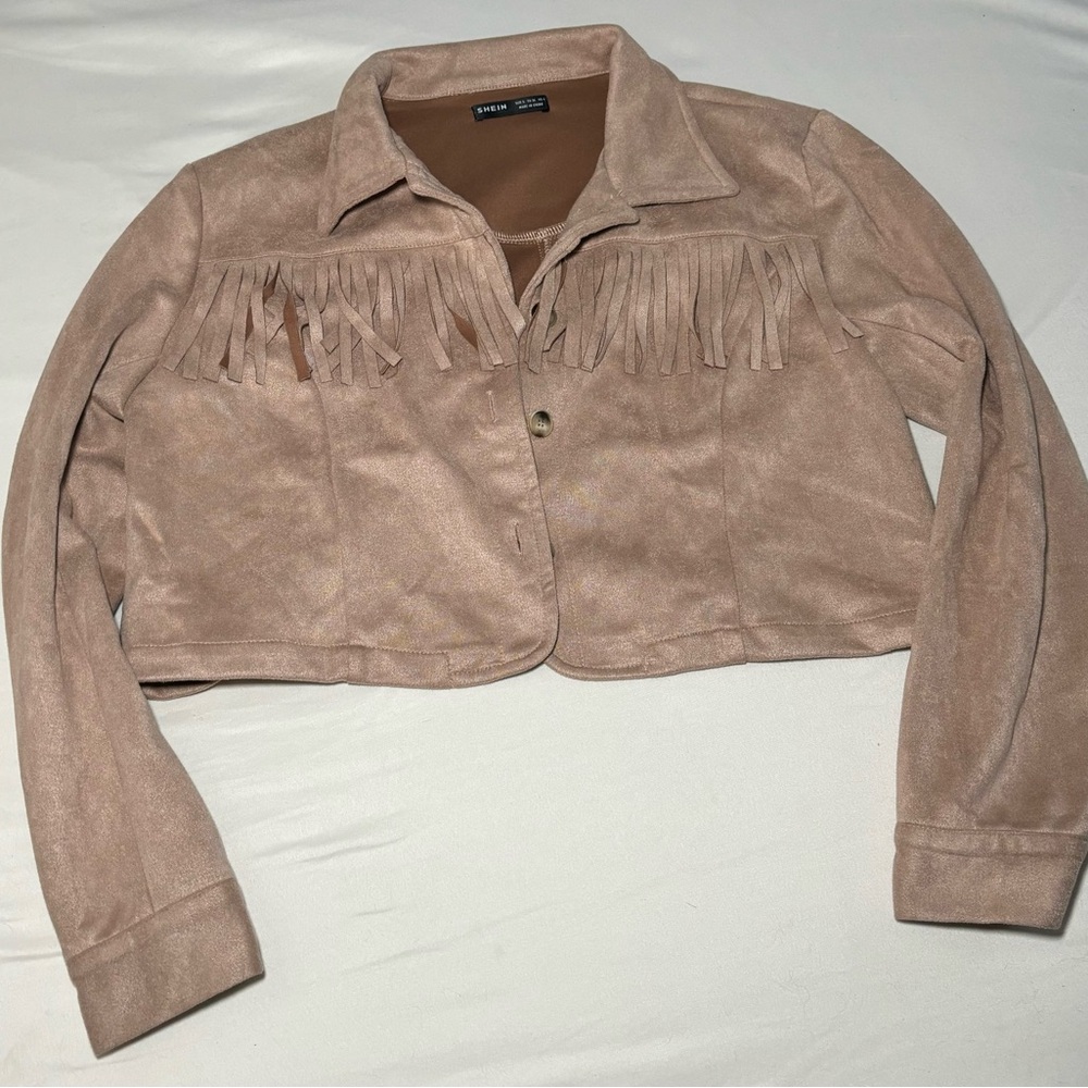 SHEIN Light Brown Fringe Jacket